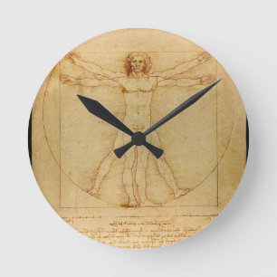 Horloge Ronde L'anatomie humaine, Vitruvien par Léonard de Vinc