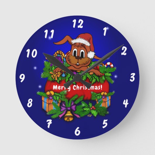 Horloge Ronde Lapin de Noël (Recto)