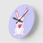 Horloge Ronde Lapin lapin avec coeur (Angle)