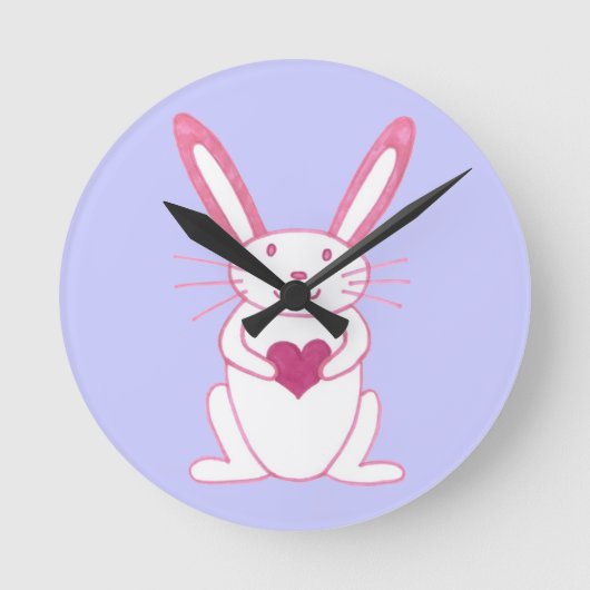 Horloge Ronde Lapin lapin avec coeur (Recto)