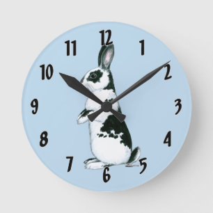Horloge Ronde Lapin :Noir et blanc