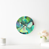 Horloge Ronde L'aquarelle du désert bleu et vert Succulent (Maison)