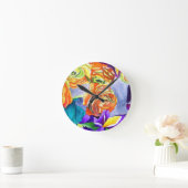 Horloge Ronde L'aquarelle Ranunculus et Iris (Maison)