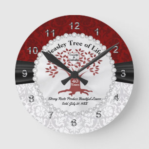 Horloge Ronde L'arbre de l'amour familial - 40e anniversaire