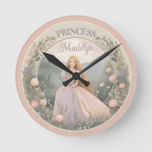 Horloge Ronde L'art de la nurserie de la princesse enchantée