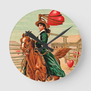 Horloge Ronde Lasso mon cru Valentine de coeur