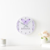 Horloge Ronde Lavender Butterfly Nursery Room Personalized (Maison)