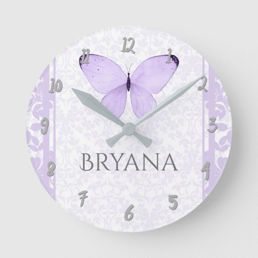 Horloge Ronde Lavender Butterfly Nursery Room Personalized (Recto)