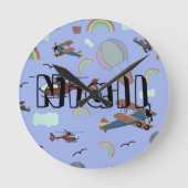 Horloge Ronde L'aviation colorée amusante (Recto)