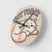 Horloge Ronde Lazy Cartoon Chat (Angle)