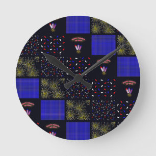 Horloge Ronde Le 4 juillet Patchwork Motif - le 4 juillet
