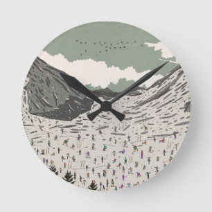 Horloge Ronde Le beau paysage de ski d'hiver