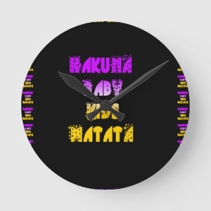 Horloge Ronde Le bébé pourpre et jaune de Hakuna Matata badine