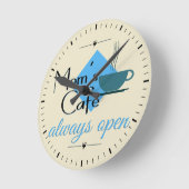 Horloge Ronde Le café de maman toujours ouvert (Angle)