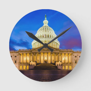 Horloge Ronde Le capitol des Etats-Unis à l'heure bleue