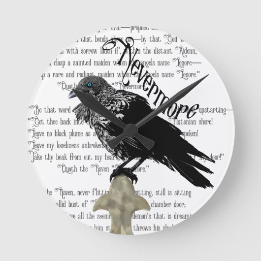 Horloge Ronde Le Corbeau d'Edgar Allan Poe (Recto)