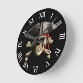 Horloge Ronde Le crâne du Jolly roger pirate (Angle)