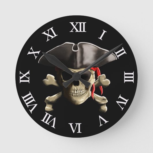 Horloge Ronde Le crâne du Jolly roger pirate (Recto)