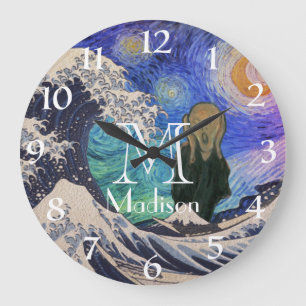 Horloge Ronde Le cri de la Grande Vague Starry Night
