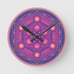 Horloge Ronde Le cube de Metatron en fleur de la vie
