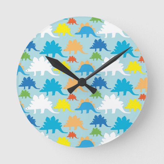 Horloge Ronde Le dinosaure conçoit les dinosaures bleus de rouge (Recto)