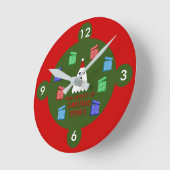 Horloge Ronde Le fantôme de Noël présente drôle (Angle)