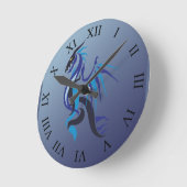 Horloge Ronde Le feu bleu de dragon (Angle)