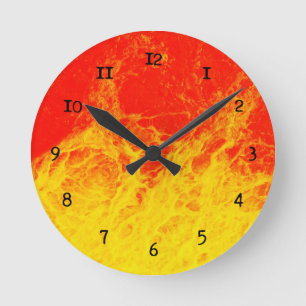 Horloge Ronde Le feu rouge et jaune brûlant