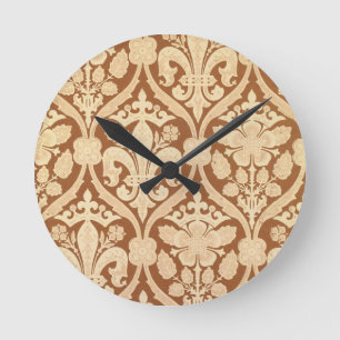Horloge Ronde Le "Fleur-De-Lis", papier peint de reproduction a