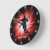Horloge Ronde Le football ; rouge (Angle)