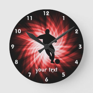 Horloge Ronde Le football ; rouge