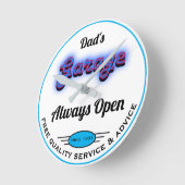 Horloge Ronde Le Garage de Papa Blue Neon Look (Angle)