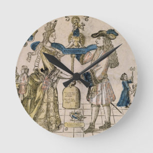 Horloge Ronde Le mariage heureux (gravure sur bois colorée par