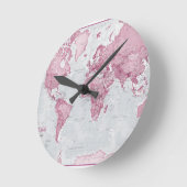 Horloge Ronde Le monde est l'art - rose (Angle)