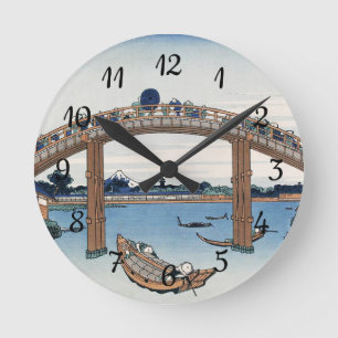 Horloge Ronde Le mont Housai Fuji vu d'en bas Pont Homme
