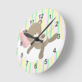 Horloge Ronde Le nounours de repos concernent des rayures (Angle)