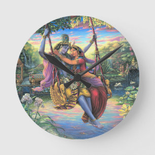 Horloge Ronde Le Pâque du Swing - Radha et Krishna