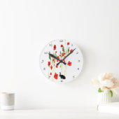 Horloge Ronde Le pavot fleurit le lapin (Maison)