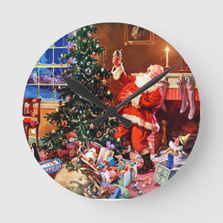 Horloge Ronde Le père noël la nuit avant Noël
