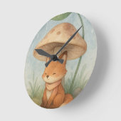Horloge Ronde Le Petit Renard dans la pluie (Angle)