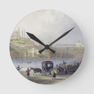 Horloge Ronde Le pont de flottement, Istanbul, gravé par J.C. B