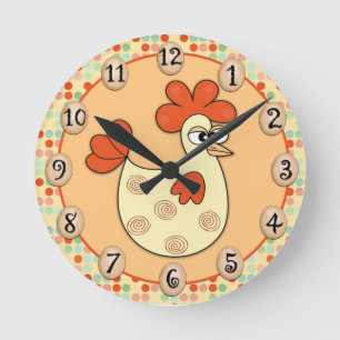 Horloge Ronde Le poulet Eggs le pois