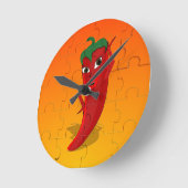 Horloge Ronde Le Puzzle de la tête rouge (Angle)