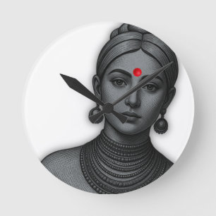 Horloge Ronde Le Regard Royal - Ligne Artistique Reine Indienne