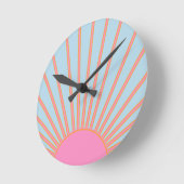 Horloge Ronde Le Soleil 02 Retro Soleil Rose Et Bleu Soleil (Angle)