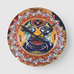Horloge Ronde Le soleil de style de Talavera de Mexicain