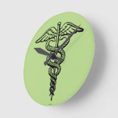 Horloge Ronde Le symbole Caduceus (Angle)