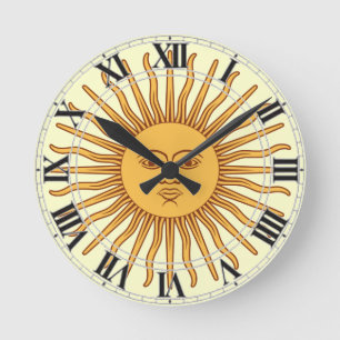 Horloge Ronde Le symbole Sun de l'Argentine Uruguay font face