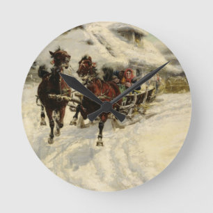 Horloge Ronde Le tour de Sleigh, 1896 (huile sur la toile)