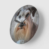 Horloge Ronde Le visage de Schnauzer Dog (Angle)